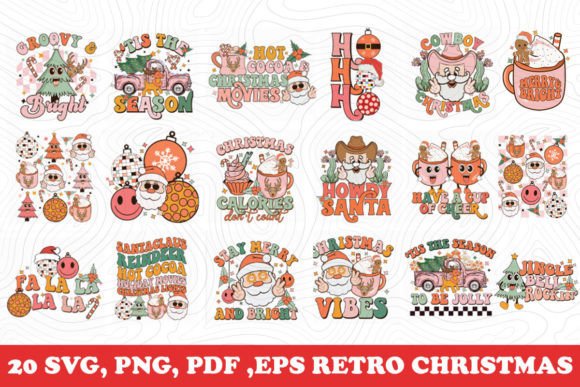 20 Design Retro Christmas Bundle SVG PNG Review