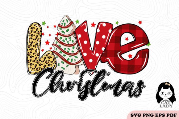 Love Christmas Cakes Letter SVG PNG Review for Embroidery Projects
