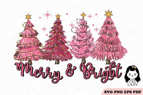 Merry and Bright Pink Trees SVG PNG Review